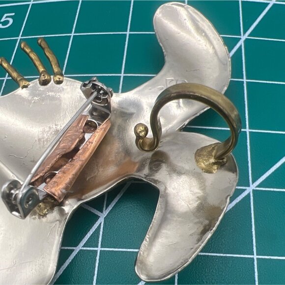 Bunny Rabbit Brooch Pendant Signed SJ Christmas Ornament Nursery Decor Tri tone - Picture 7 of 8